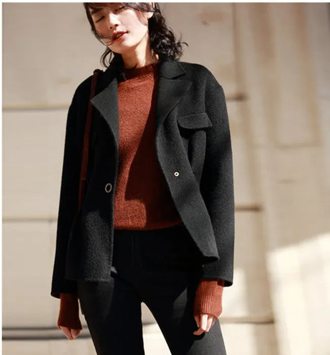 Women Wool Coat Double Face wool coat Jacket 0022