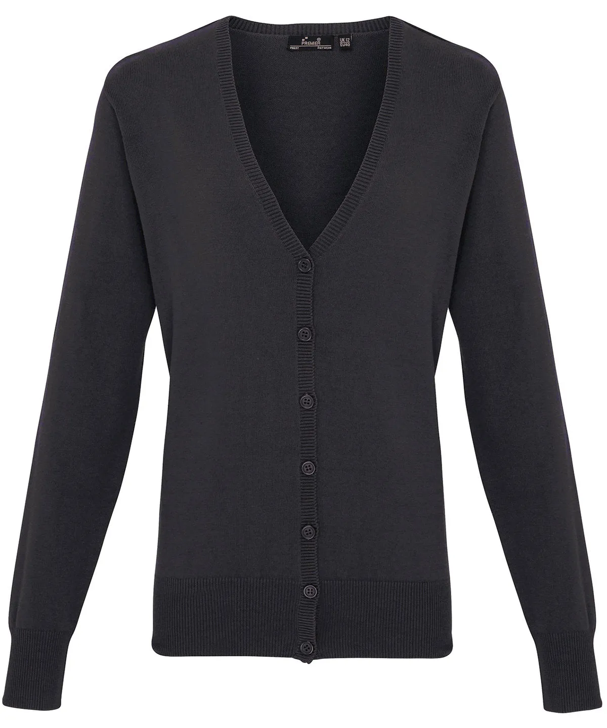 Womens button-through knitted cardigan | Charcoal