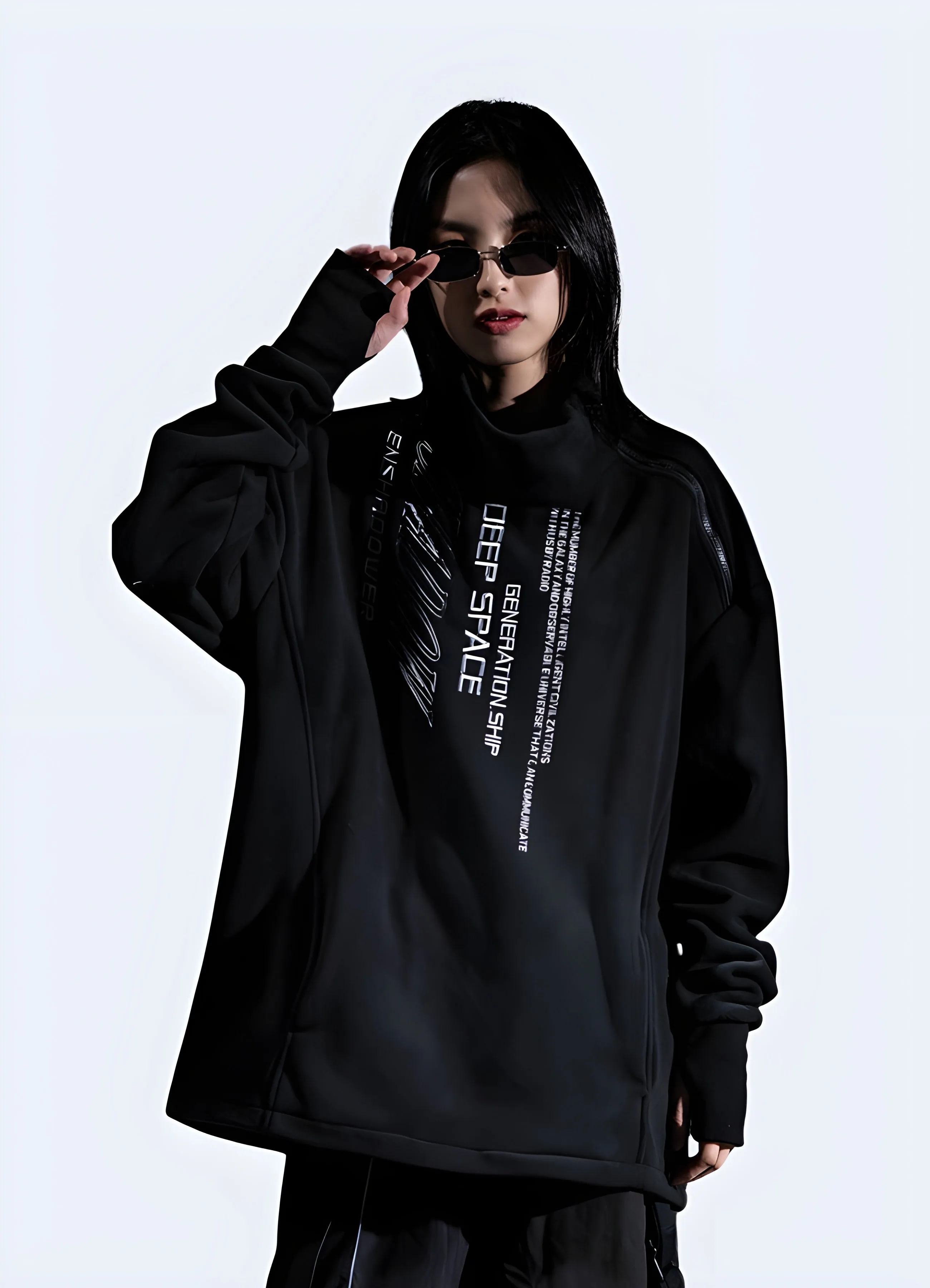 Women's Cyberpunk Black Fleece Pullover