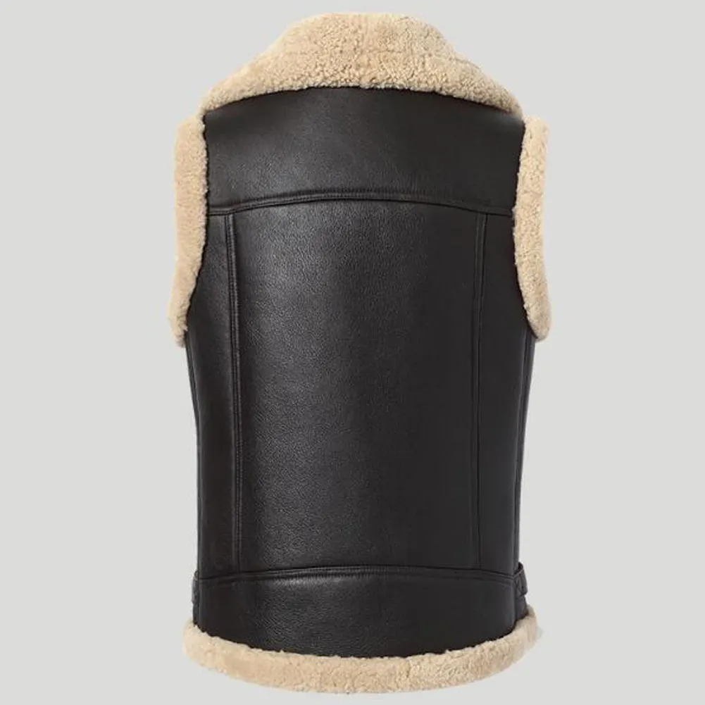 Womens Dark Brown Shearling Leather Vest