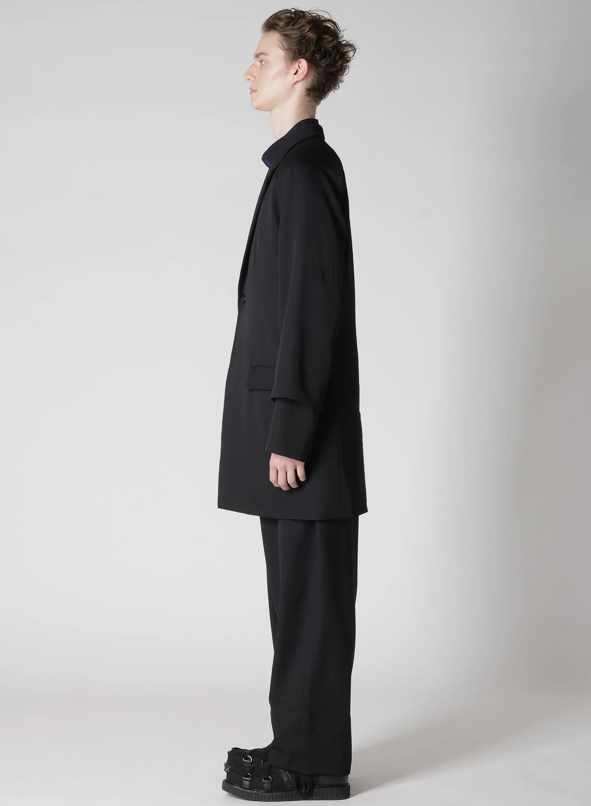 WOOL GABARDINE ROLLED UP HEM JACKET